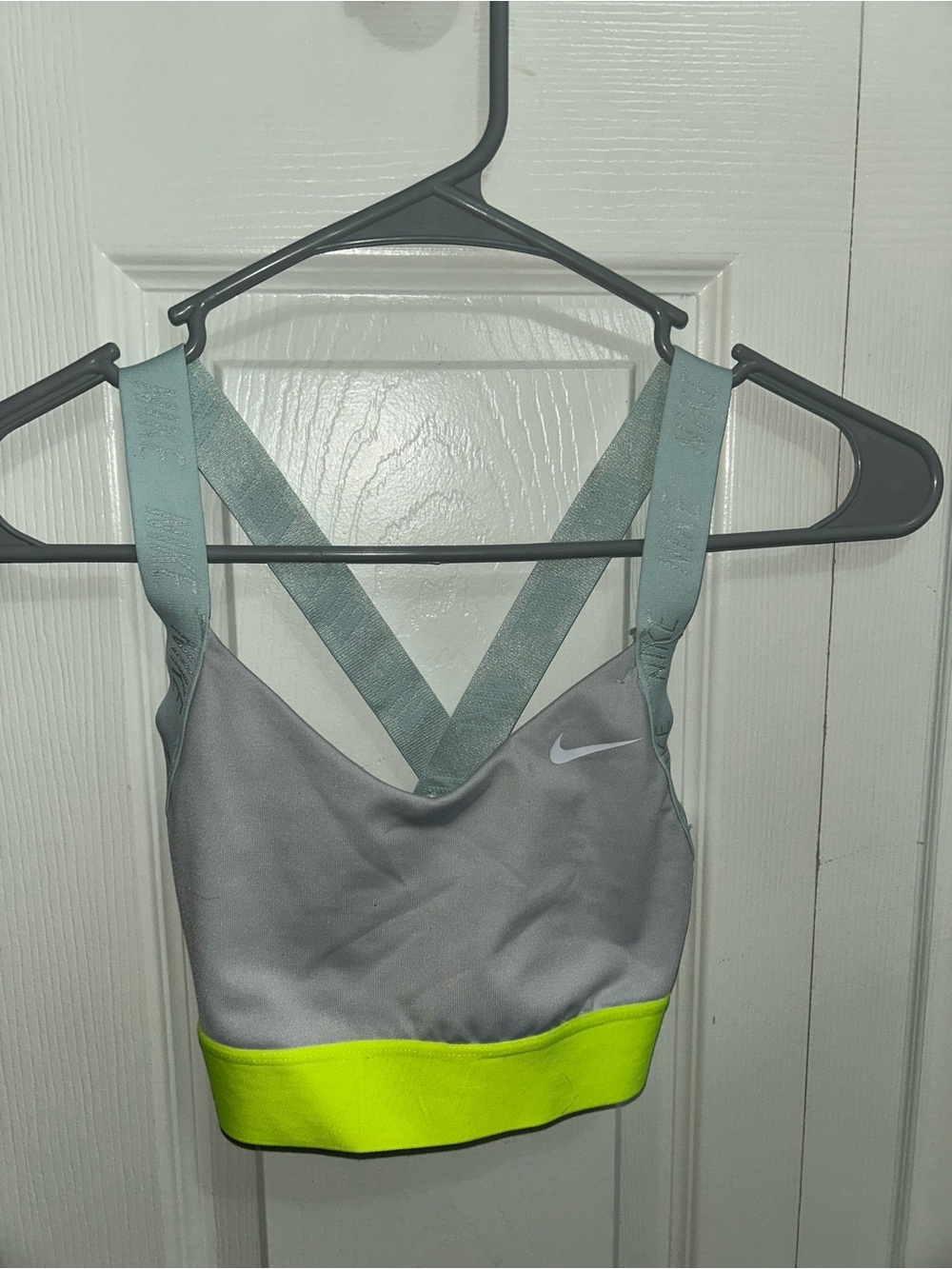 Nike Gray Sports Bra with Neon Yellow Band